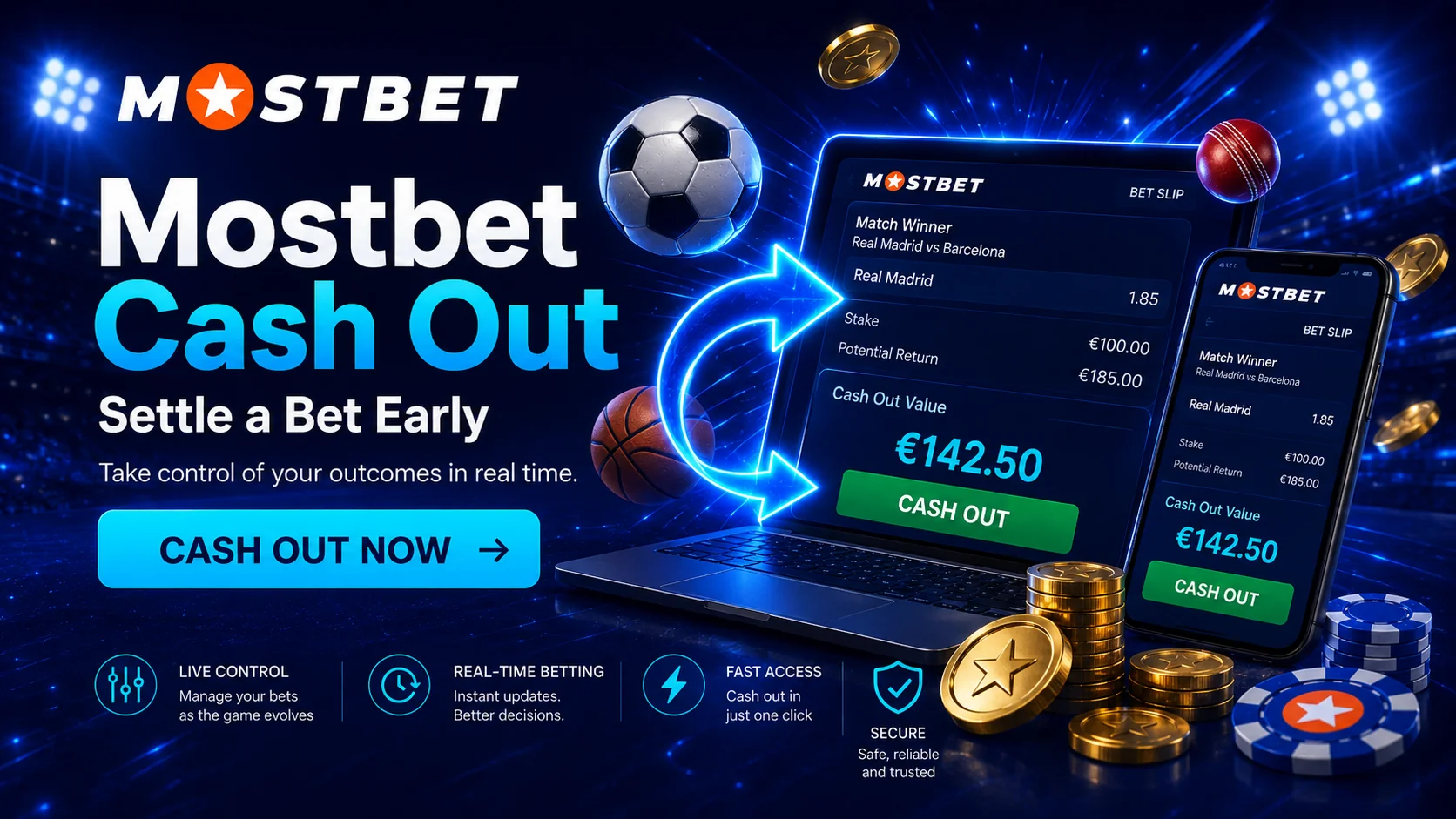 Fitur cash out Mostbet untuk menutup taruhan lebih awal